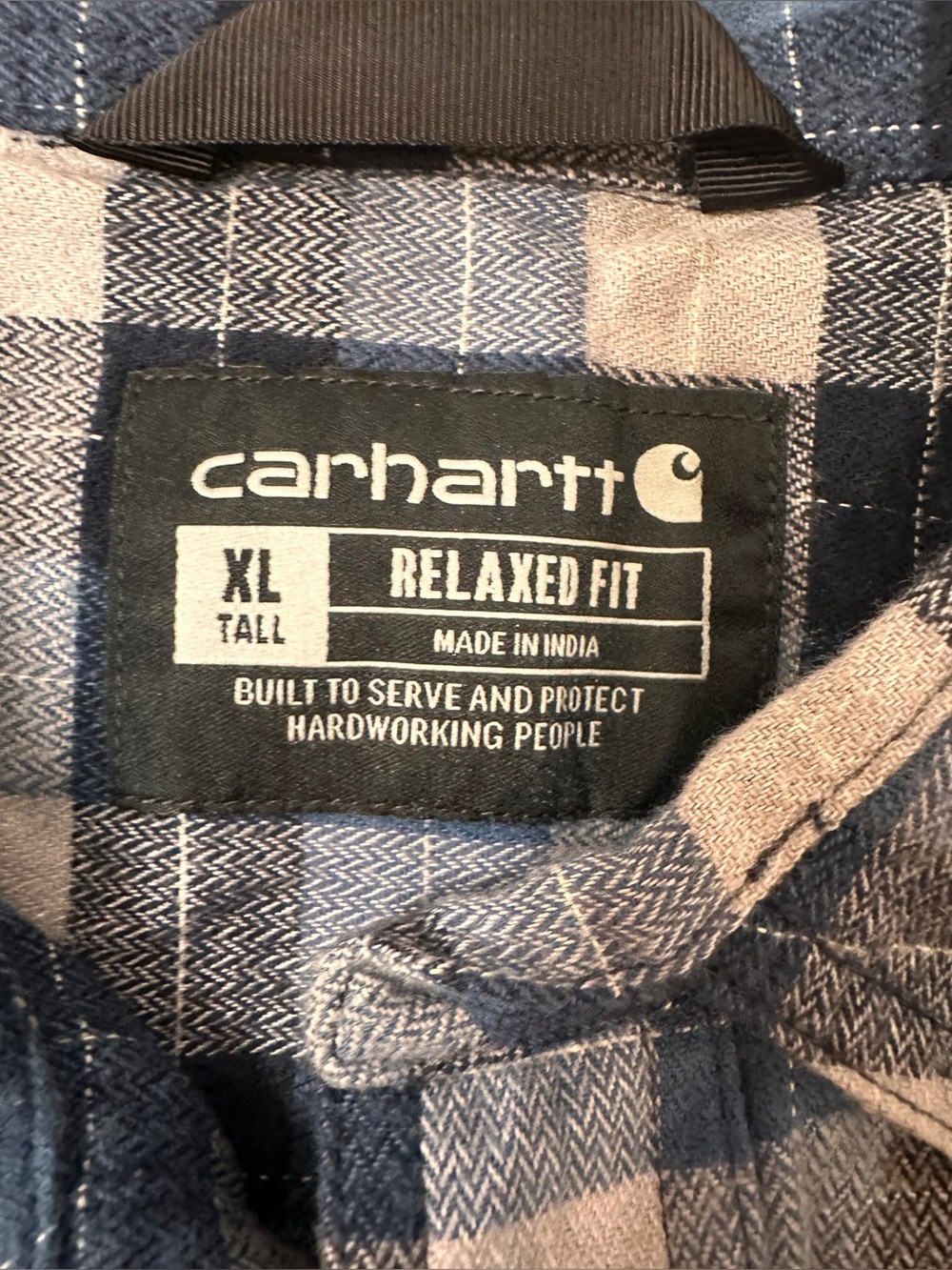 Carhartt Mens XL Tall Relaxed Fit Pearl Snap Flannel Western Button Up Shirt - Picture 5 of 8